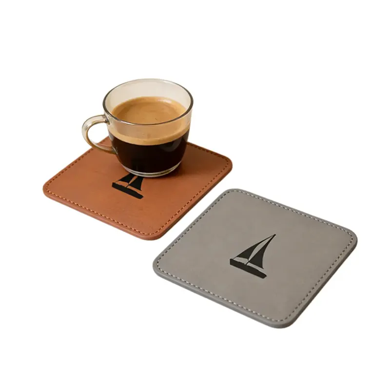 custom logo leather coffee coaster