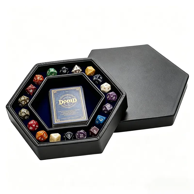 custom hexagon leather dice tray