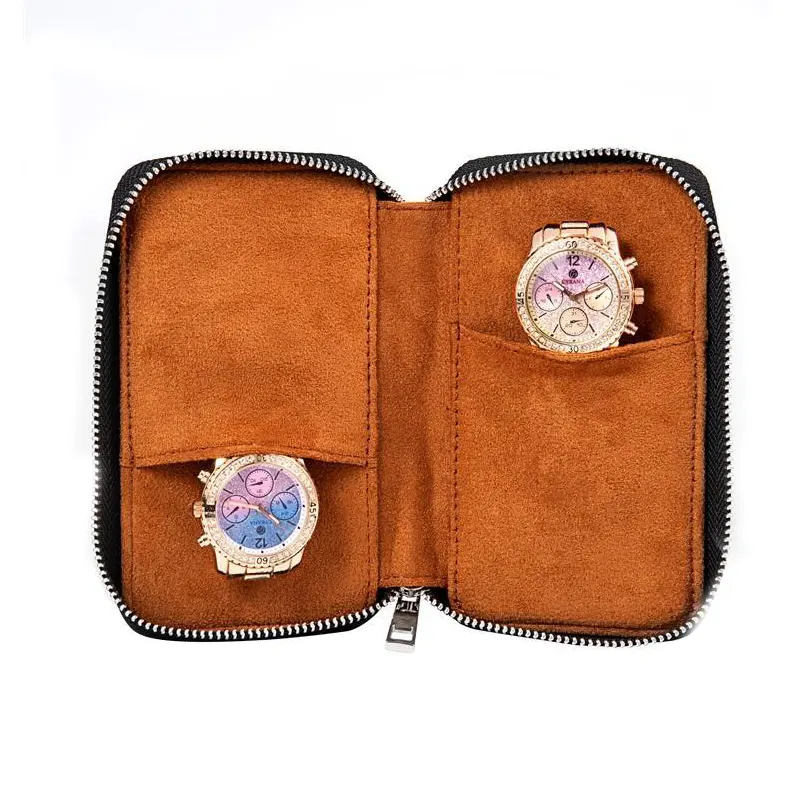 custom zipper leather watch case
